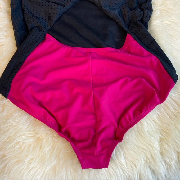 NIKE Hydralock Sculpt Mesh Racerback One Pc Swimsuit Black/Pink L - Picture 7 of 10